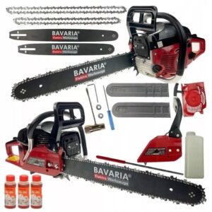 Benzin Kettensäge Motorsäge 5,5PS Motorkettensäge 52ccm 2xKetten 2xSchwerte SET